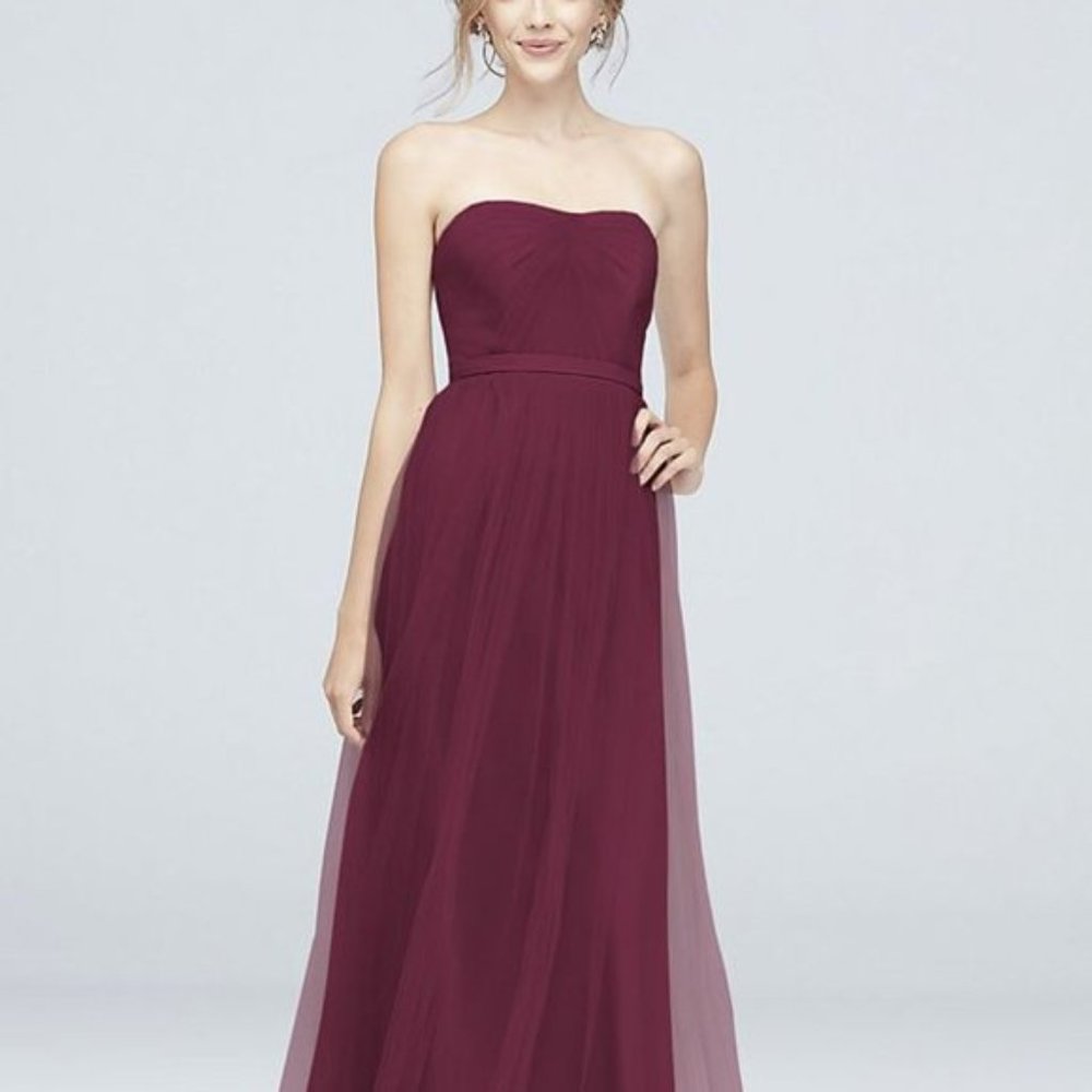David's Bridle Wine Bridesmaid Dress